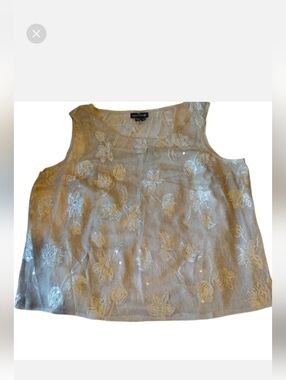 NWOT Vintage Carole Little Sheer Floral Lace Camisole Womens Plus 2X Gold Sequin